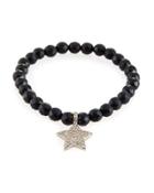 Black Onyx Stretch Bracelet W/ Diamond