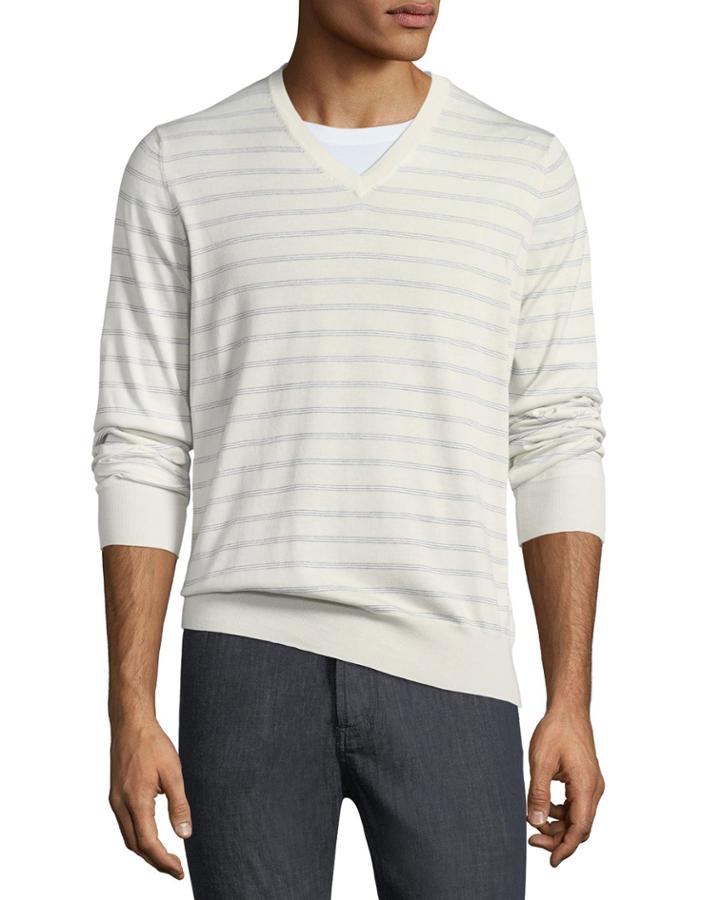 Men's Cannes-striped V-neck