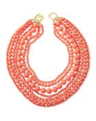 7-strand Beaded Necklace, Coral