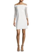 Nastassia Illusion Long-sleeve Mini Cocktail Dress