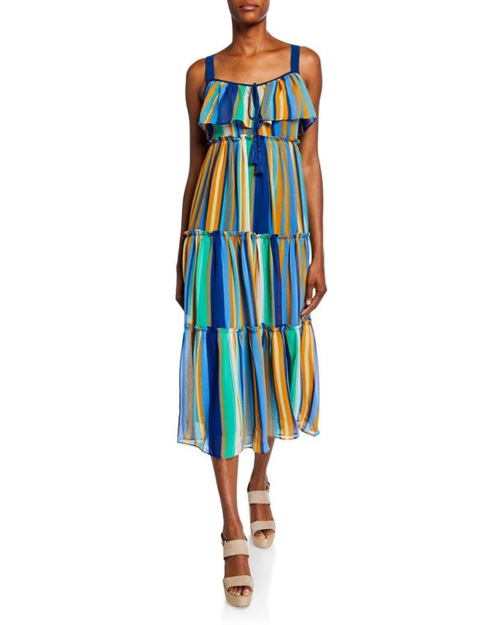 Striped Tiered-ruffle