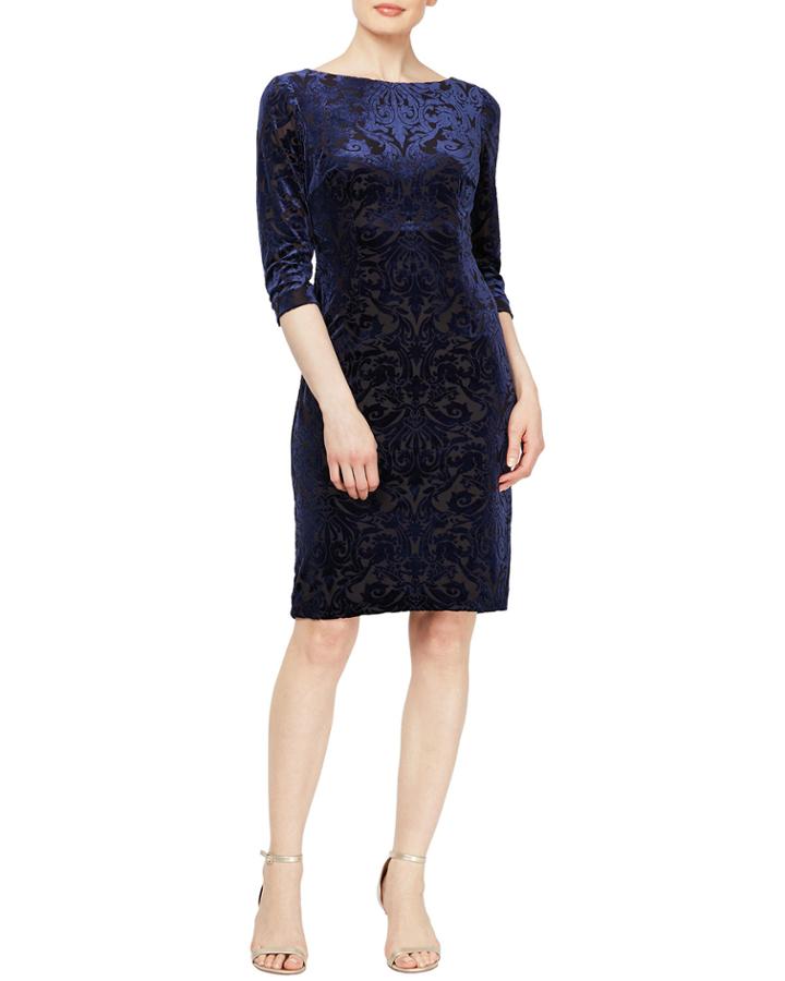 3/4 Sleeve Velvet Burnout