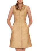 Sleeveless Coat Dress W/back A-cutout, Gold