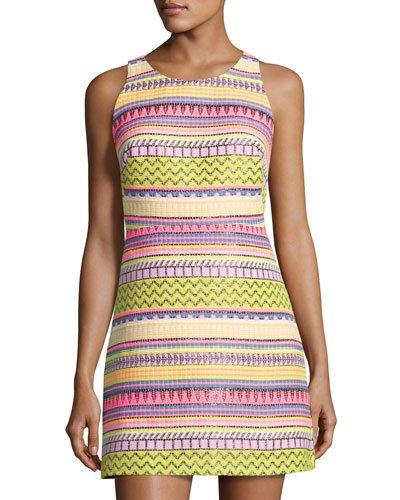 Sleeveless Couture Raffia Tweed Minidress,
