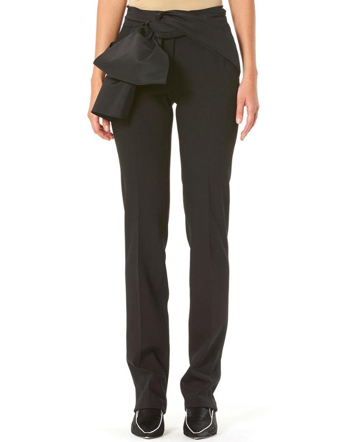 Sash-waist Straight-leg Pants