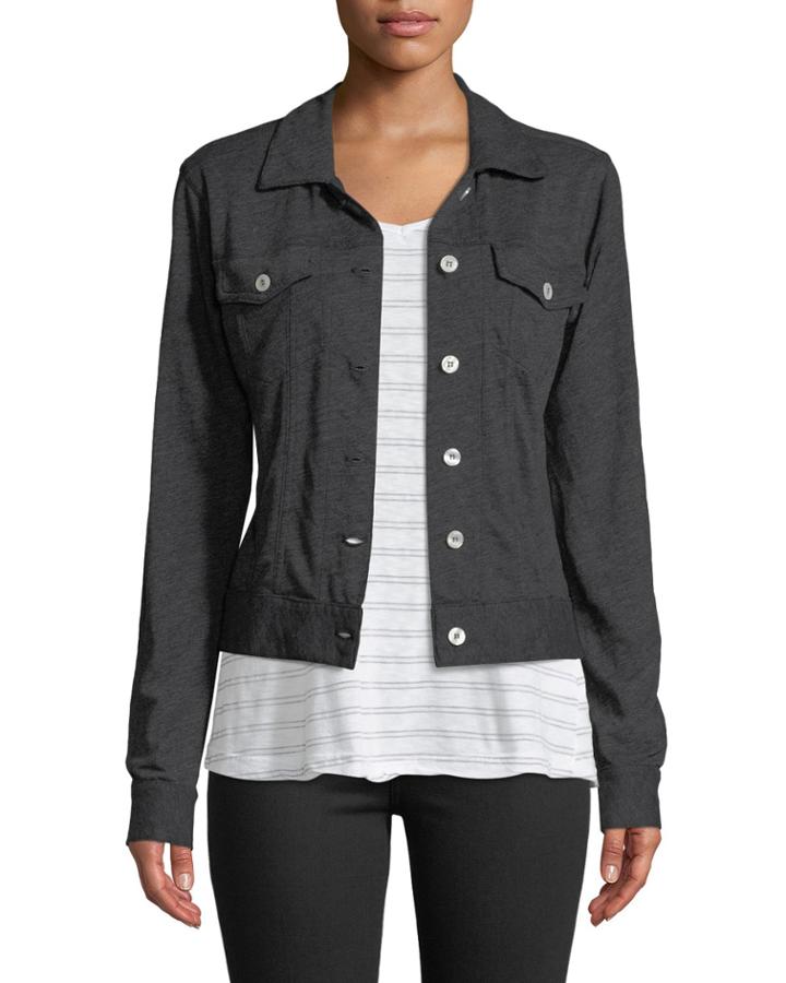 Stretch-knit Button-front Jacket