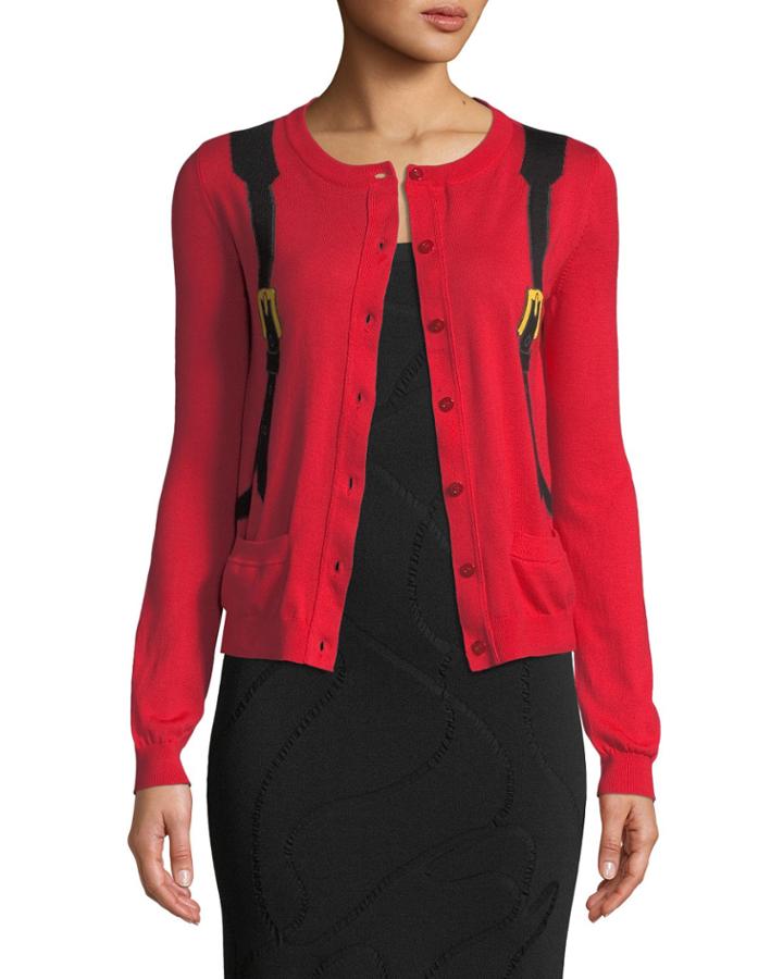 Trompe L'oeil Backpack Long-sleeve Cotton Cardigan
