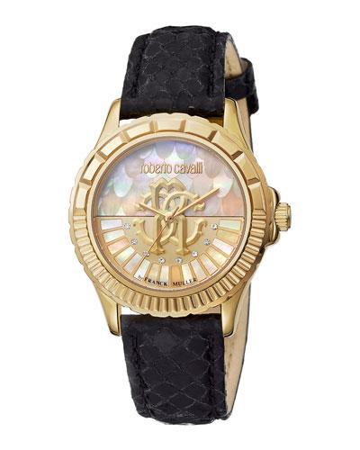 35mm Logo Dial Watch W/ Calfskin