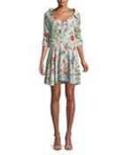 Moore Button-down Layered Floral-print Silk Tunic Dress