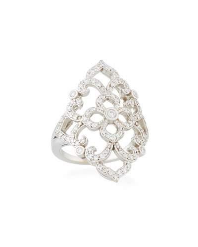 18k White Gold Diamond Lace Ring,