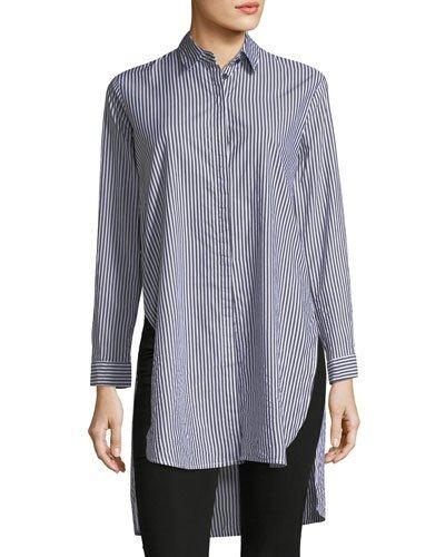 Cherry Striped Long-sleeve Blouse