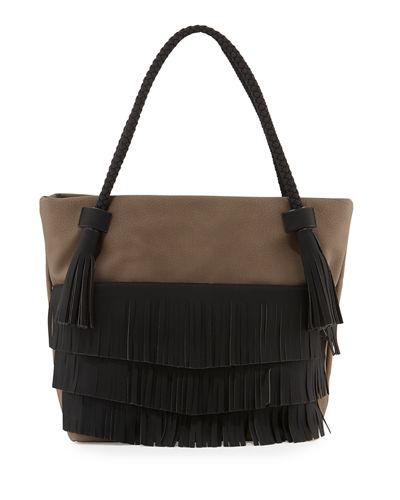 Ryver Faux-leather Fringe Tote Bag