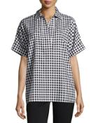 Kaya Check-print Blouse, Black
