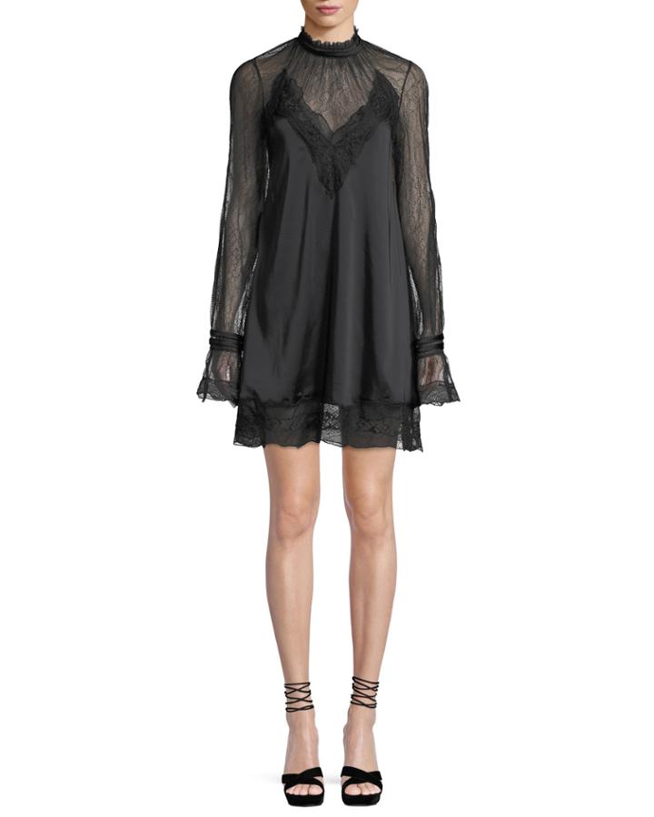 Lace Sateen High-neck Open-back