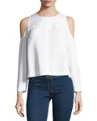 Knight Boxy Cold-shoulder Blouse, Off White