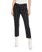 Cropped Straight-leg Striped Trousers