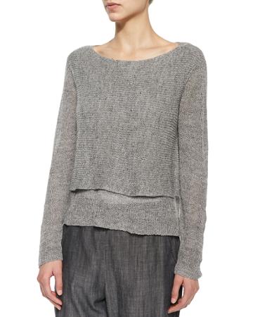Eileen Fisher Fisher Project Long-sleeve Double-layer Top, Women's, Size: X-large (18), Dark Pearl