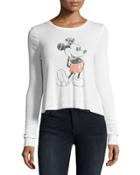 Mickey Mouse Long-sleeve Ribbed Graphic Tee, White