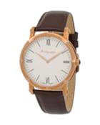 40mm Nerouno Thin Watch W/ Leather Strap, Brown/rose