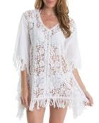 Crochet-front Fringed Coverup
