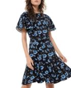 Floral-print Short-sleeve Dance Dress
