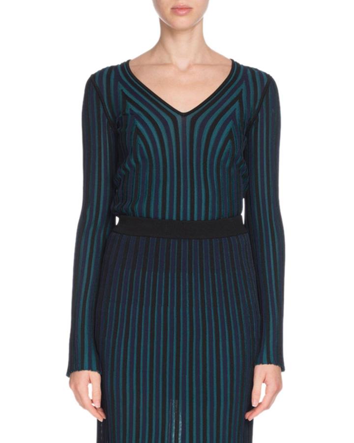 Fitted Long-sleeve V-neck