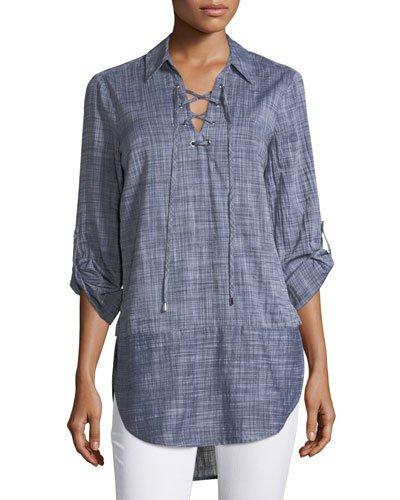 Roll-tab Sleeve Collared Tunic