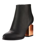 Gabi Tilt-heel Leather Boot, Black
