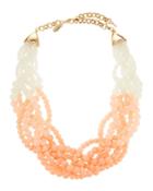 Beaded Twisted Statement Necklace, Blush