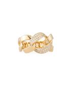 14k Yellow Gold Diamond Chain Ring,