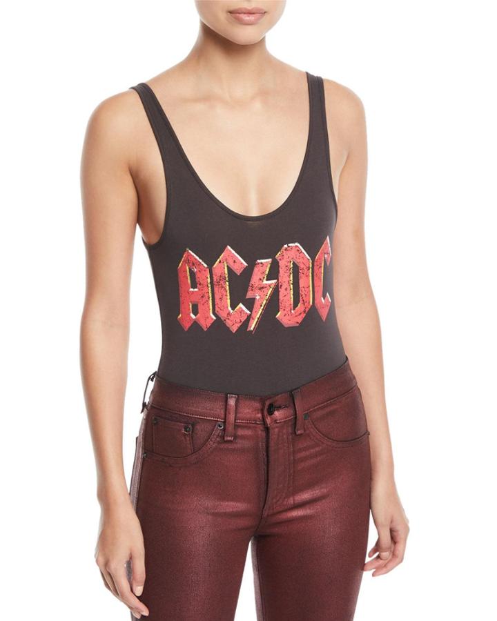 Classic Ac/dc Band Logo Graphic Bodysuit