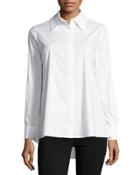 Long-sleeve Swing-back Blouse, White