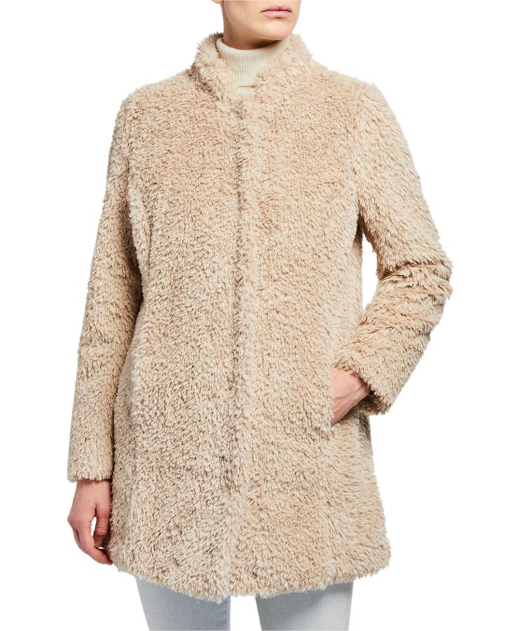 Stand-collar Faux-fur Wubby Coat