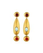 Pebble Carnelian & Topaz Triple-drop Earrings