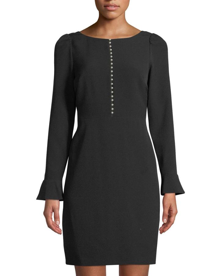 Pearl-trim Ruffle-sleeve