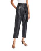 Faux-leather Belted Pants