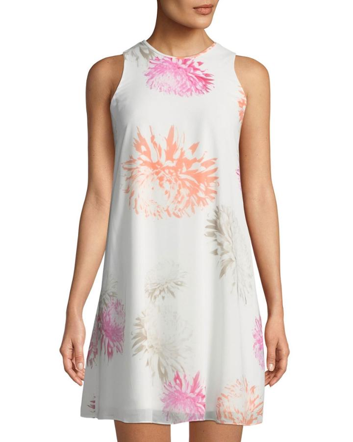 Floral Chiffon Trapeze Dress