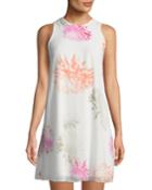Floral Chiffon Trapeze Dress