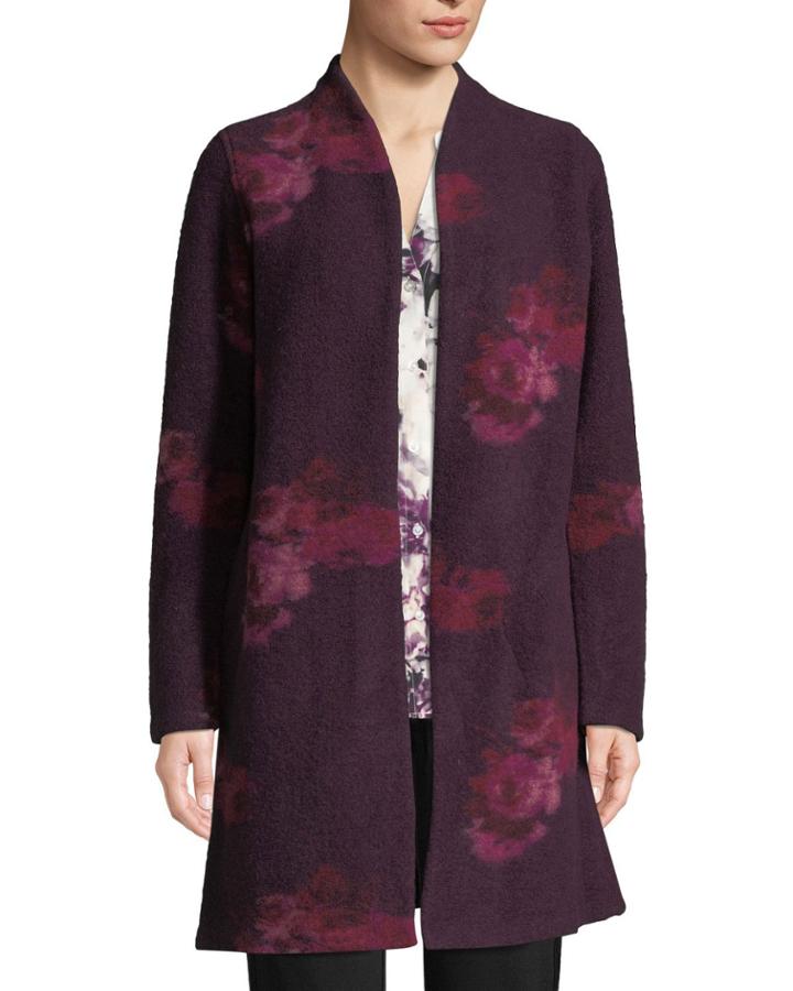Floral-print Boiled Wool Jacket