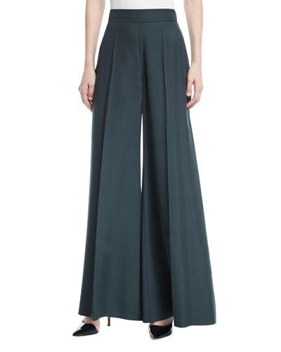 Mid-rise Wide-leg Pleated Pants