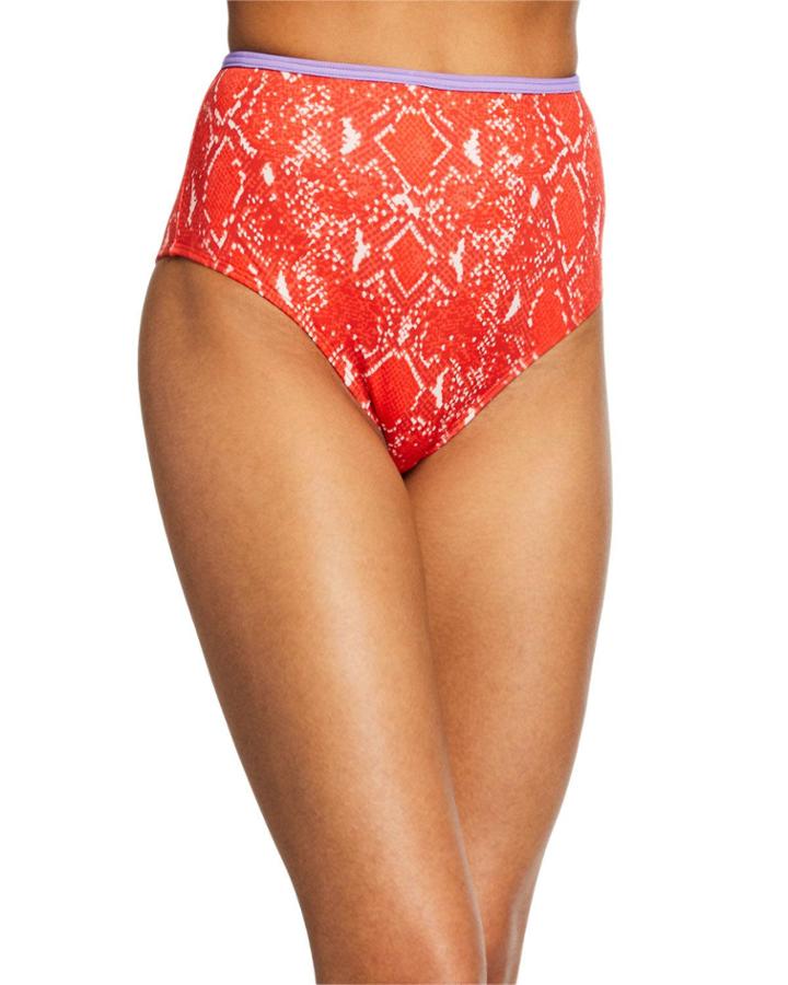 Cecilia Snake-print High-waist Bikini Bottom