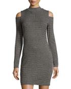 Mock-neck Cold-shoulder Dress, Gray