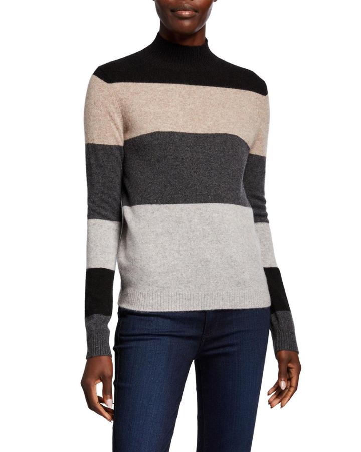 Wide Stripe Mock-neck