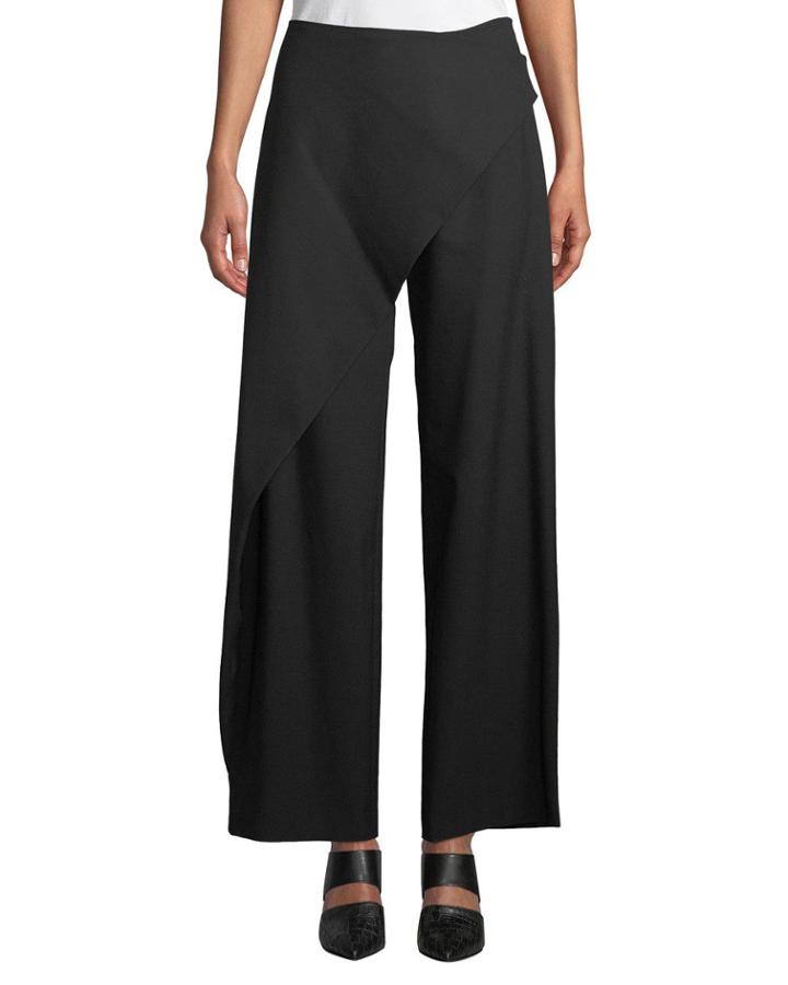 Draped-front Wide-leg Pants