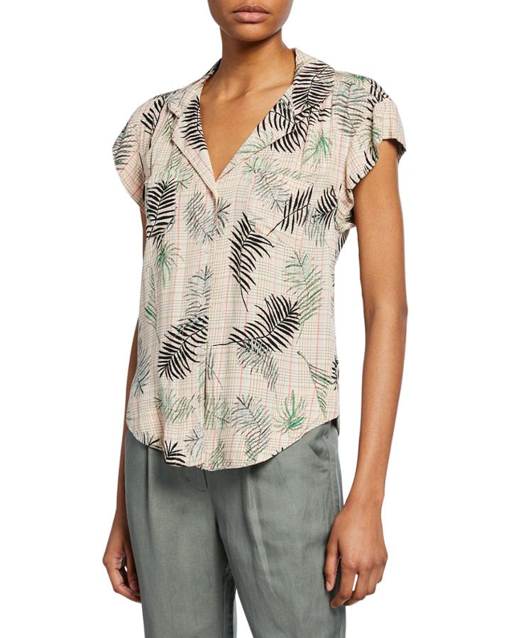Jenna Leaf-print Button-down