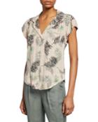 Jenna Leaf-print Button-down