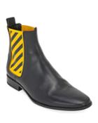 Men's Striped-gore Leather Chelsea Boot