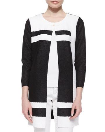 Graphic Long Crinkle Jacket, Black/white,