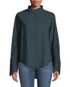 Oxana Eyelet-embroidered Button-front Blouse