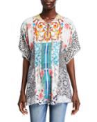 Retrix Mixed-print Short-sleeve Blouse
